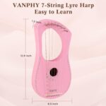 Lyre Harp VANPHY Lyre Harp 7 Strings Mahogany Body Metal String for Beginner Harp Classical Style Harp Instrument with Tuning Wrench Strings Songbook Gig Bag (Pink) - Image 6