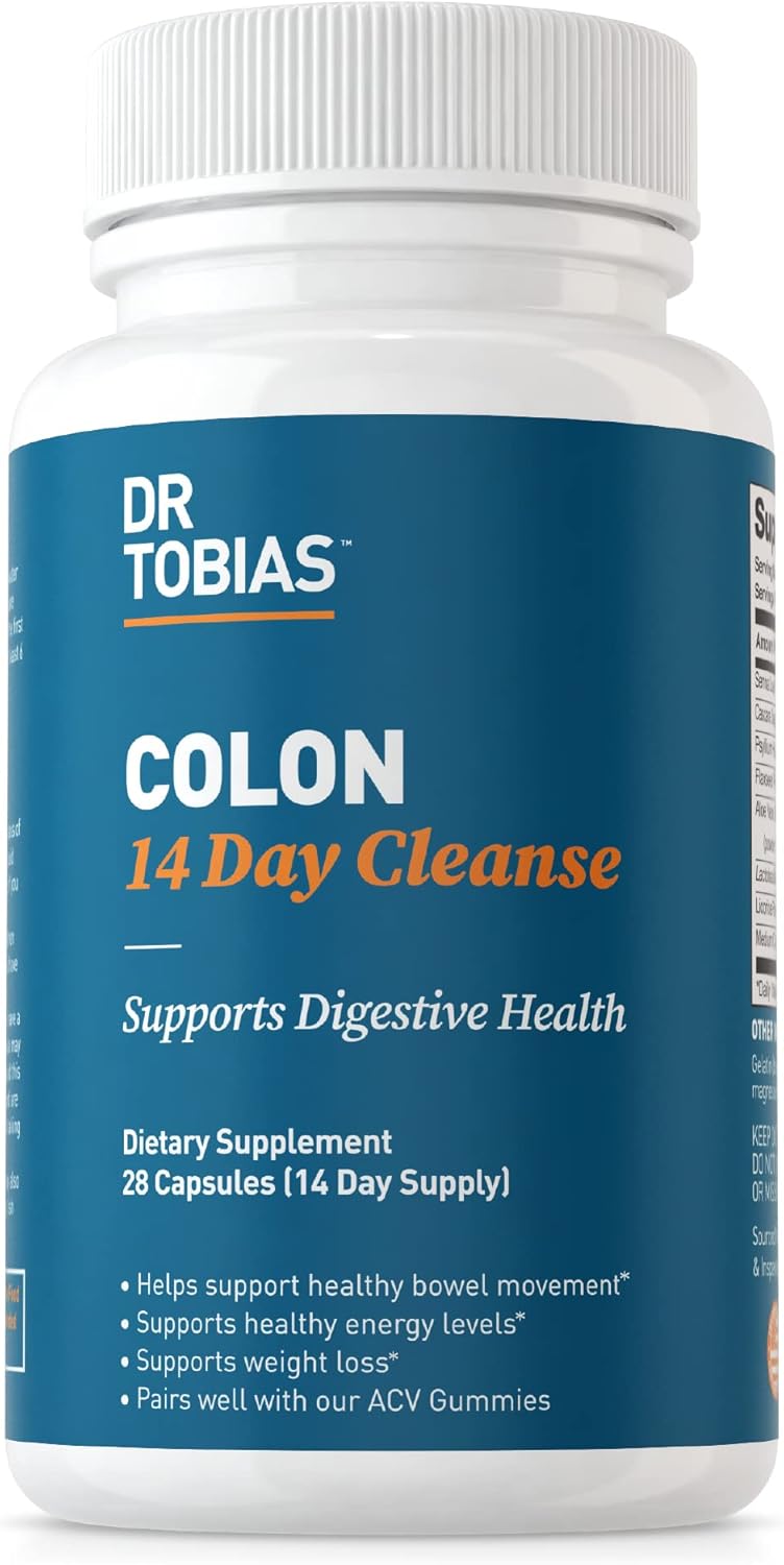 61z4pl0j7uL._AC_SL1500_.jpg Dr. Tobias Colon 14 Day Cleanse, Advanced Gut Cleanse Detox for Women & Men with Cascara Sagrada, Psyllium Husk, Senna Leaf & Probiotics, Non-GMO Colon Cleanse, 28 Capsules 1-2 Daily - Image 1