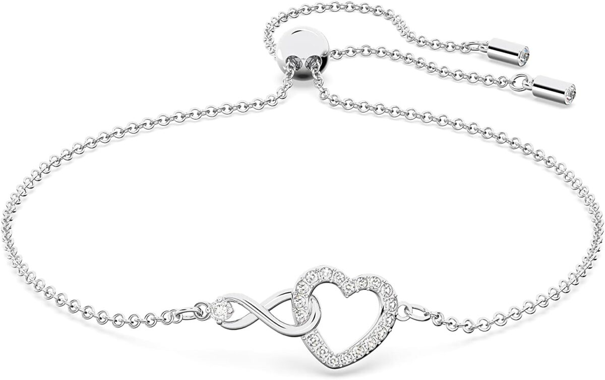 Swarovski Infinity Heart Jewelry Collection, Necklaces and Bracelets, Rose Gold & Rhodium Tone Finish, Clear Crystals - Image 1