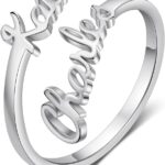 Personalized Name Ring for Women, Custom Promise Ring for Her Adjustable Couples Rings with 2 Names Personalized Jewelry Gift for Women Mother BFF