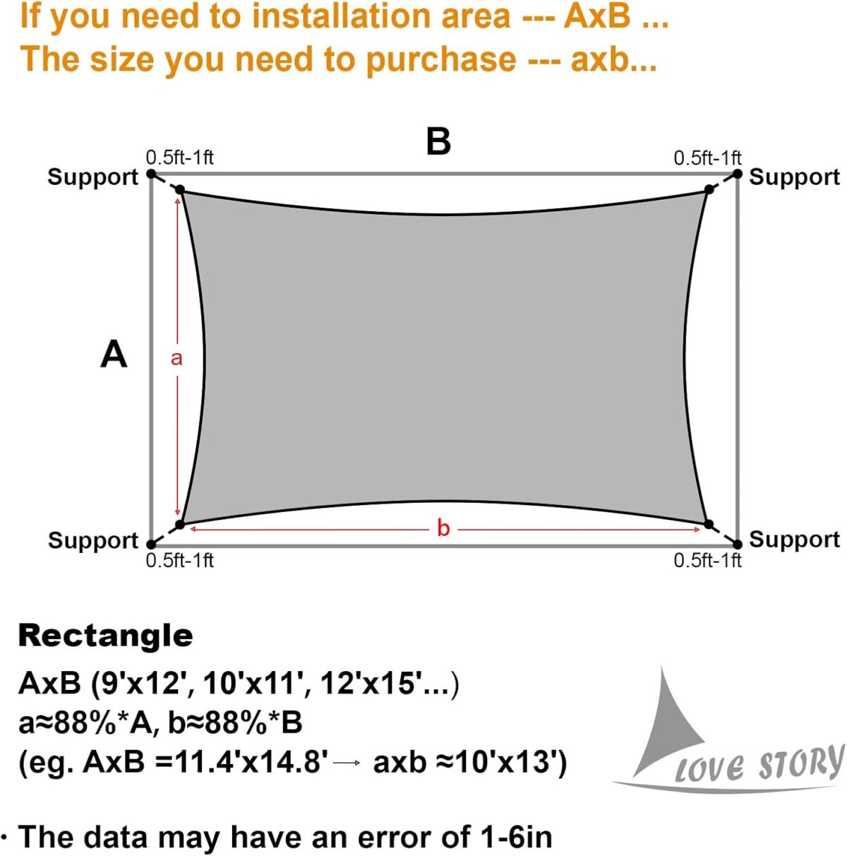 LOVE STORY 12' x 16' Rectangle Sun Shade Sail Canopy UV Block Sun Shade for Outdoor Patio Garden Backyard, Sand (We Make Custom Size) - Image 2
