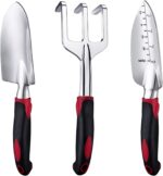 FANHAO Garden Tool Set, 3 Piece Heavy Duty Garden Trowels Cast-Aluminum Garden Hand Shovels with Non-Slip Rubber Grip, Idea for Transplanting, Weeding, Digging and Planting