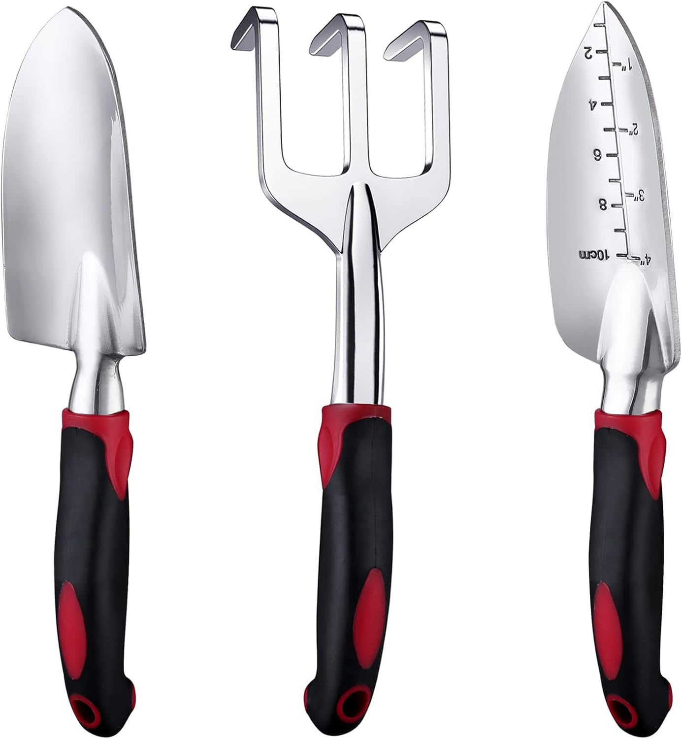 61zlmlxIqPL._AC_SL1500_.jpg FANHAO Garden Tool Set, 3 Piece Heavy Duty Garden Trowels Cast-Aluminum Garden Hand Shovels with Non-Slip Rubber Grip, Idea for Transplanting, Weeding, Digging and Planting - Image 1