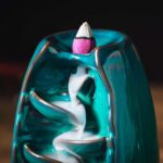 INONE Ceramic Incense Burner with 100 Upgraded Cones, Waterfall Backflow Incense Holder, Aromatherapy Ornament, Zen Decor, Home Decor, Room Decor (Cyan) - Image 5