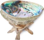 5.5 Inch Smudge Kit Shell & Stand | Abalone Shell + Wood Stand | Hand Made, Sustainably Grown, Smudging Kit Smudge Bowl & Stand - Image 2