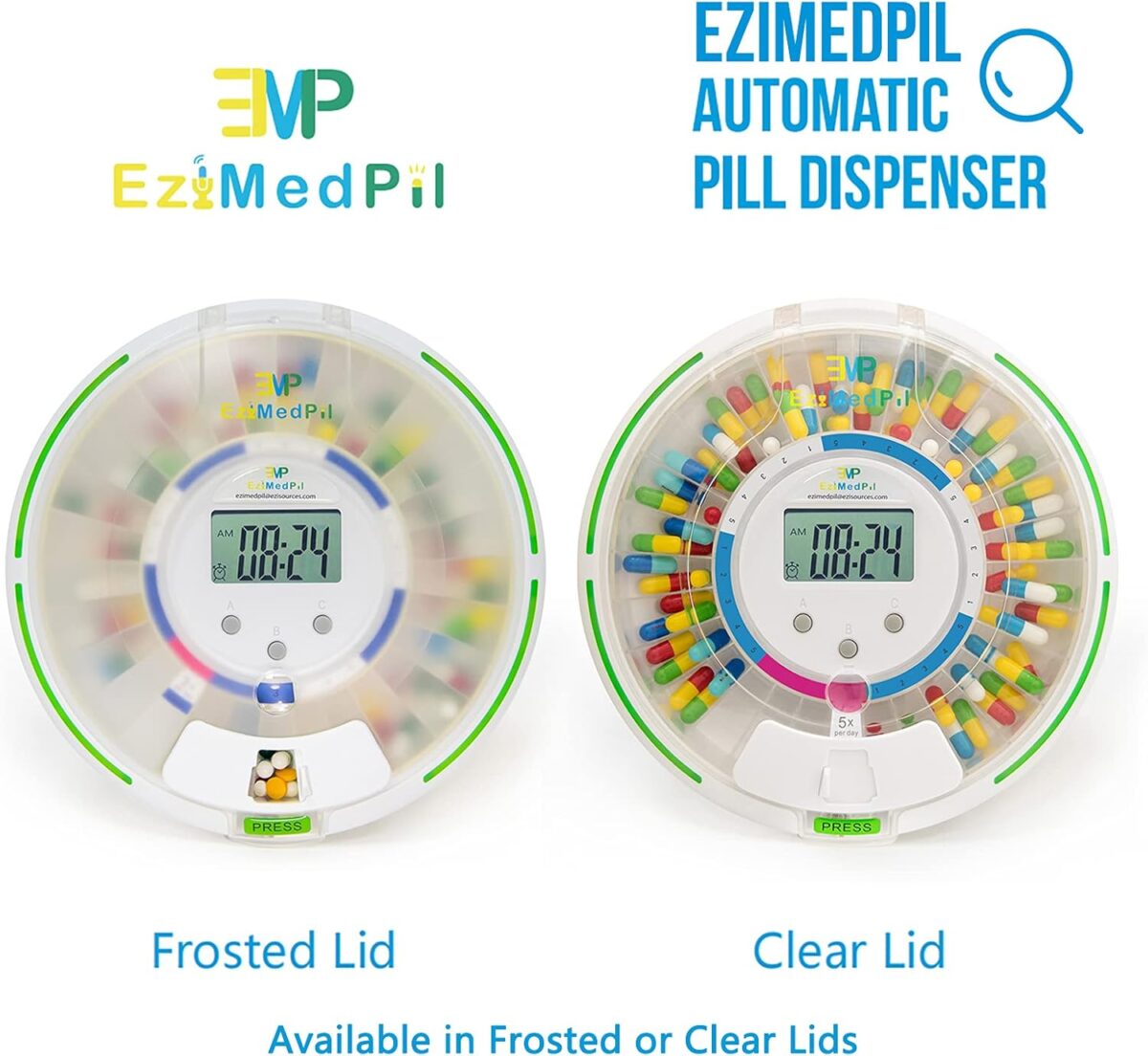 EziMedPil Automatic Pill Dispenser with Alarm, Sound & Light, up to 6 Alarms/Day, 6 Dosage Templates, Easy-Read Display, Frosted Lid & Locked 28-Day Medication Dispenser for Protecting Pills Privacy - Image 2