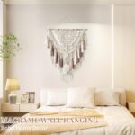 Macrame Wall Hanging, Woven Tapestry Beige & Dusty Rose Handmade Craft Macrame Wall Decor, Gallery & Nursery, Size 37.4” Lx27.5” W - Image 6