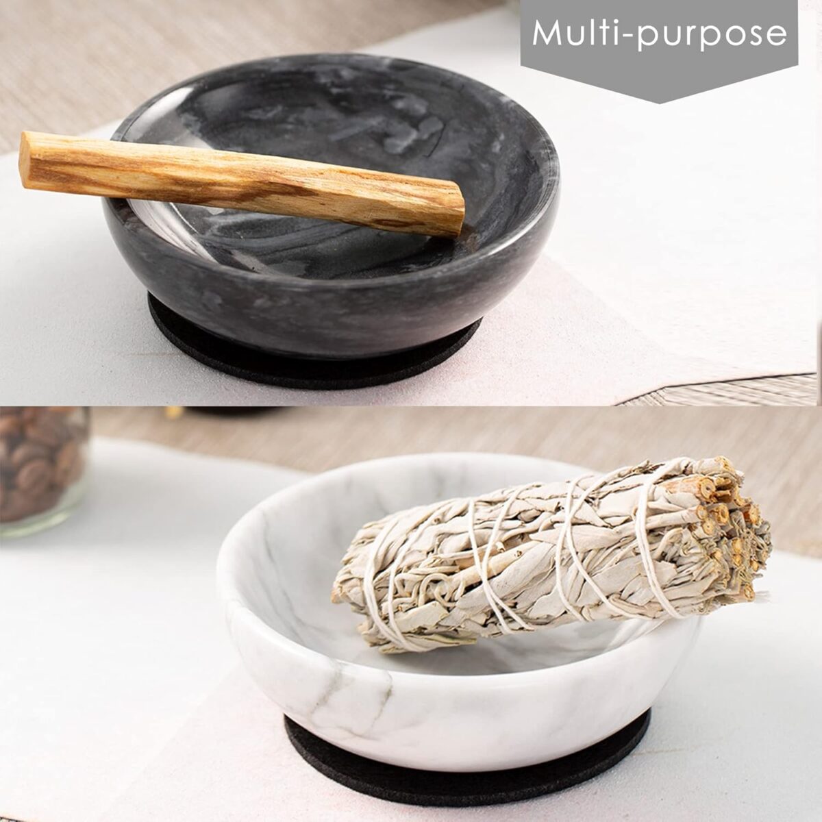 Incense Holder, Beautiful Natural Marble Incense Burner for Meditation, 9 Incense Holes Suitable for Most Incense Types (Black) - Image 6