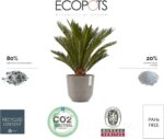 Ecopots Oslo Durable Modern Round Indoor/Outdoor Recycled-Based Composite Flower Pot Planter, Taupe, 14" - Image 2