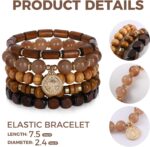 Bohemian Natural Stone Beaded Bracelets for Women Men Stackable Stretch Beads Bracelet Set with Charm and Tassel Multilayered Elastic Gemstone Bracelets Summer Beach Boho Jewelry Gift for Women - Image 4