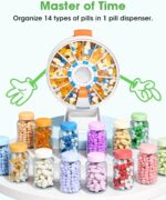 Daviky Pill Dispenser Daily, Large Pill Organizer with Wall-Mounted or Standing Use, 14 Days Pill Box, Push Button Design, Weekly Pill Organizer for Vitamin, Medicine.Supplement, Fish Oil - Image 5