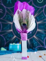 Witch's Wand Feather Smudge Wand Shaman Fan with Selenite Stick Handle and Fallen Feather for Energy Wand, Altar Ritual Wand, Banishing Wand, Pagan Altar, Ceremonial Fans, Celtic, Shamanic Tools
