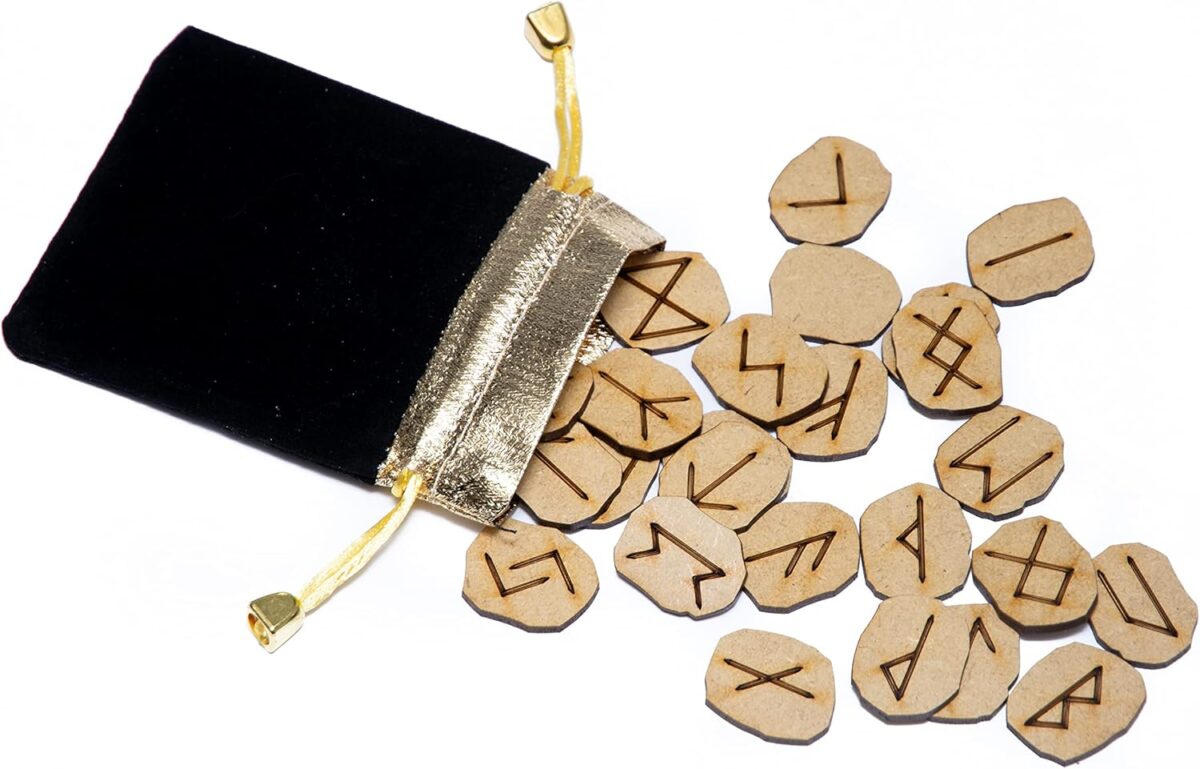 Runes Stones Set with Velvet Pouch, Instruction Guide, and Layout Chart Box for Beginners and Experienced Users - Image 4