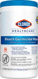 Clorox Healthcare Bleach Germicidal Wipes, 6" x 5", 150 Count Canister (Package May Vary) - Image 10