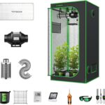 VIVOSUN GIY 3x3 Grow Tent Complete System, 3x3 ft. Grow Tent Kit Complete with 4-inch Inline Fan Package, VS2000 LED Grow Light, Temperature Humidity Monitor, Netting, Grow Bags, Pruning Shear & Timer