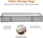 Amazon Basics Under Bed Fabric Zipper Blanket Storage Container Bags with Window and Handles, 2-Pack, 18 x 42 x 6 inches, Gray - Image 2