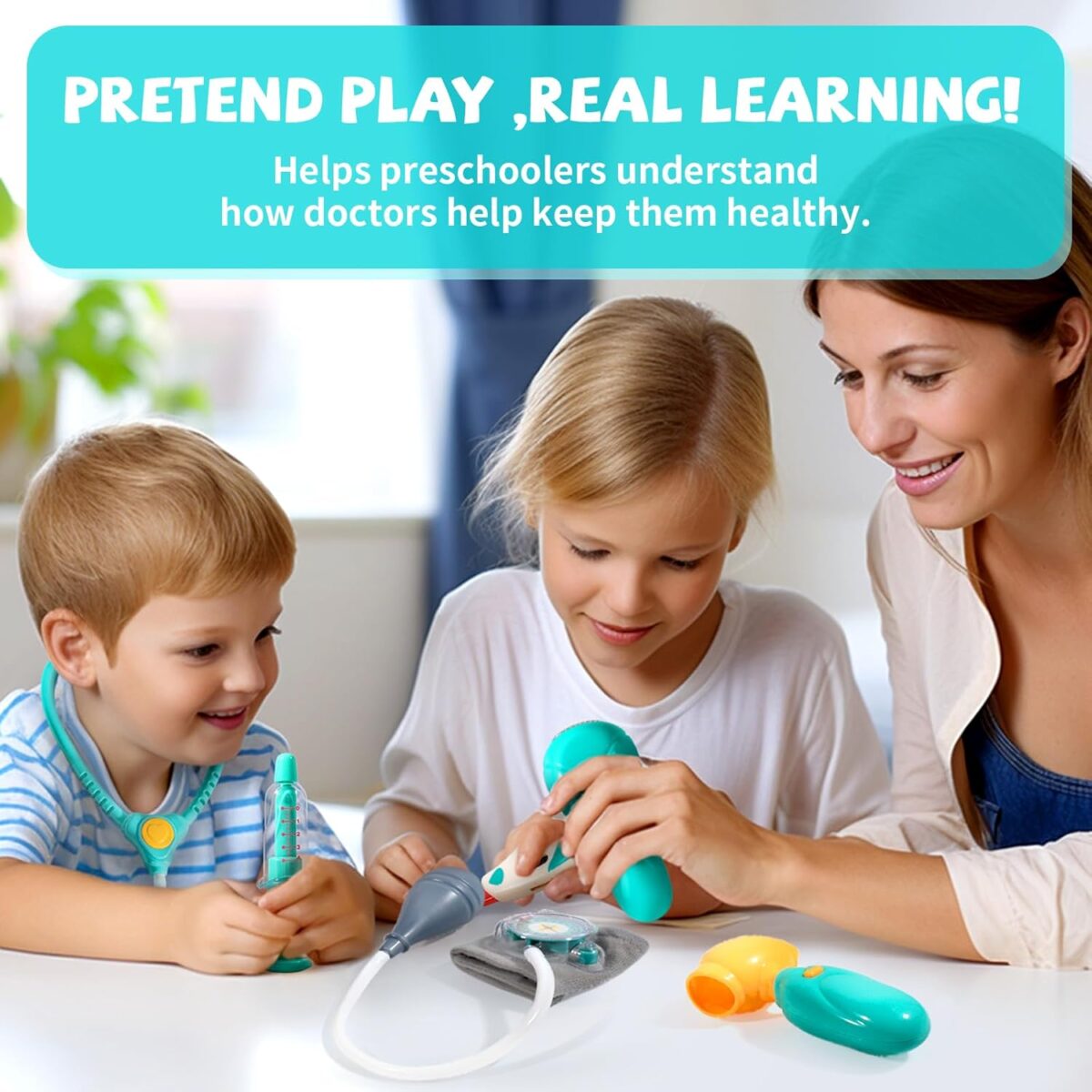 Doctor Kit for Toddlers 3-5 - Preschool Pretend Play Medical Kit with Stethoscope, Blood Pressure Cuff and Carrying Bag- Dress Up Toys for Kids Ages 3+ Years - Image 6