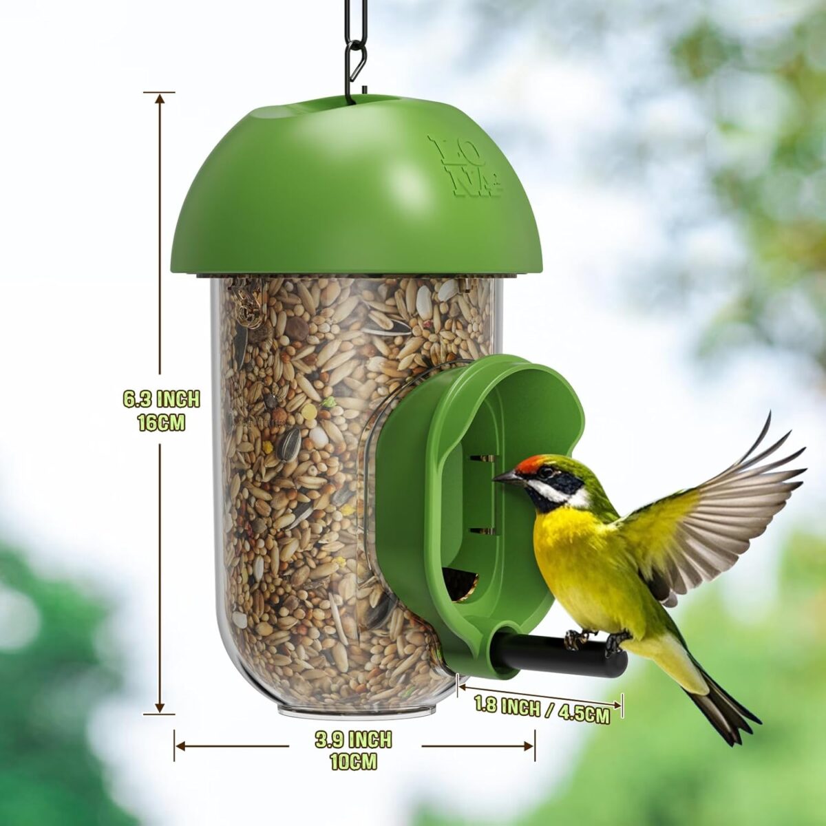 LONA Bird Feeders for Outdoors, Tube Birds Feeder Weatherproof with Multiple Hanging Methods, Wild Feeding Silo for Outside, 1 Port - Image 4