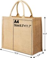 Segarty Tote Bags, 6 Pack Large Burlap Reusable Jute Canvas Gift Favors Bag with handles Blank Tote Bulk for Bridesmaid Wedding, Women Market Grocery Shopping, Bachelorette Party, Beach Trip, DIY - Image 2