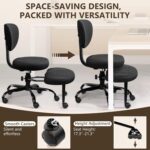 Cross Legged Office Chair with Wheels, Meditation Chair, ADHD Desk Chair for Adults, Adjustable Height Yoga Office Chair, Wide Criss Cross Chair with Lumbar Support, Kneeling Chair-Black - Image 6