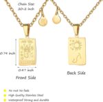 Zodiac Sign Necklace for Women Constellation Tarot Card Pendant Double Sided Gold Stainless Steel Waterproof NonTarnish Friendship Jewelry Gift - Image 3