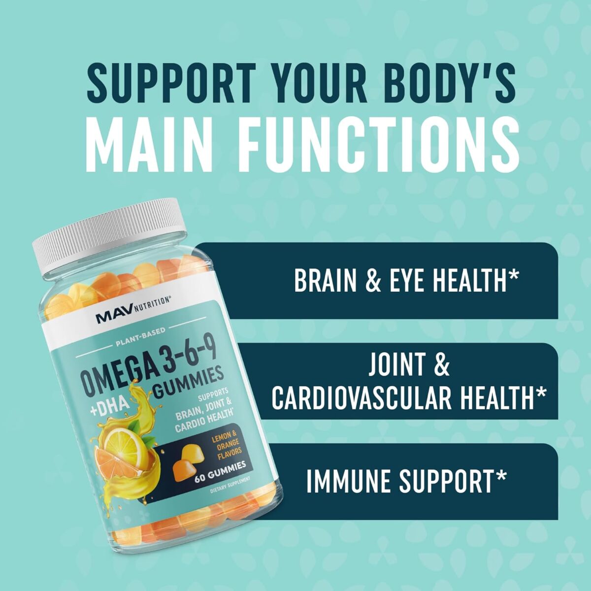 Omega 3 6 9 + DHA Gummies | Plant-Based Triple Omegas from Algae & Chia Seed Oil | with 50mg of DHA | Vegetarian, Non-GMO, Gluten-Free, Essential Fatty Acid Supplements for Adults | 60 Gummies - Image 2