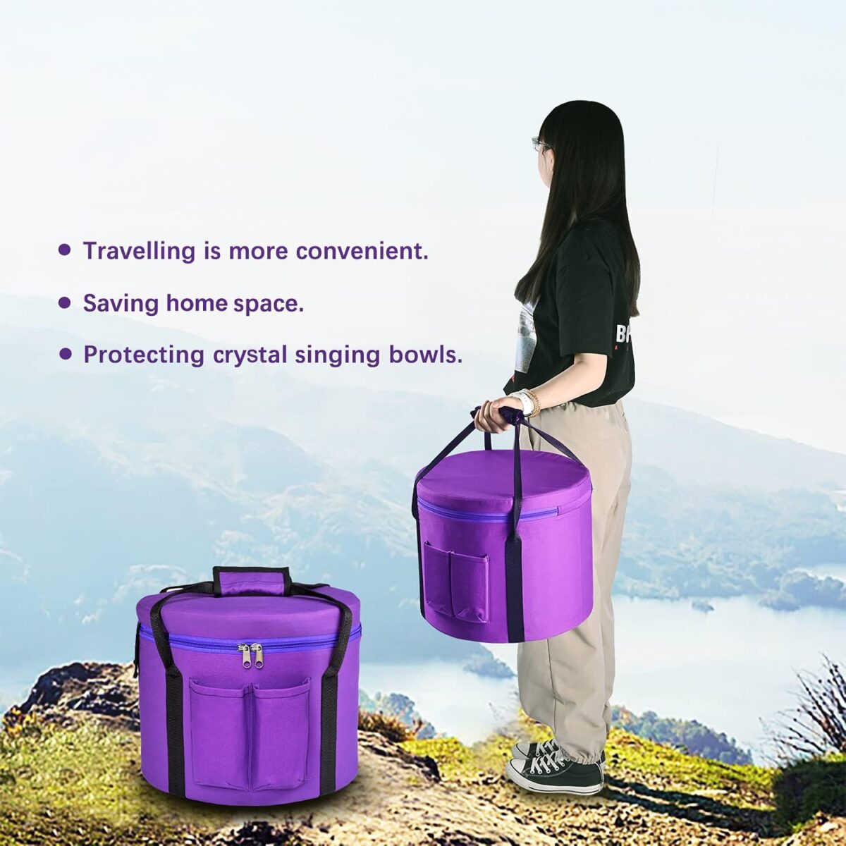 Set Of 7 PCS 440HZ 6-12 Inch Colored Frosted Chakra Quartz Crystal Singing Bowls Sound Healing Instrument with 2 PCS Travel Carry Case Bag for Meditation - Image 5