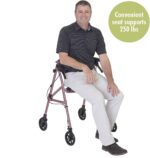 Stander Wonder Rollator, Lightweight Folding Space Saver Mobility Rolling Walker for Seniors and Adults, 6-inch Wheels, Locking Brakes, and Padded Seat with Backrest, Regal Rose - Image 4