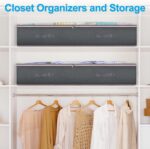 Budding Joy 90L Under Bed Storage Containers, Closet Organizers and Storage Bins, Foldable Underbed Storage Bags for Blankets, Towels, Comforter, Sweaters, Pillows, Linen Sheets, Wrapping Paper，Grey - Image 3