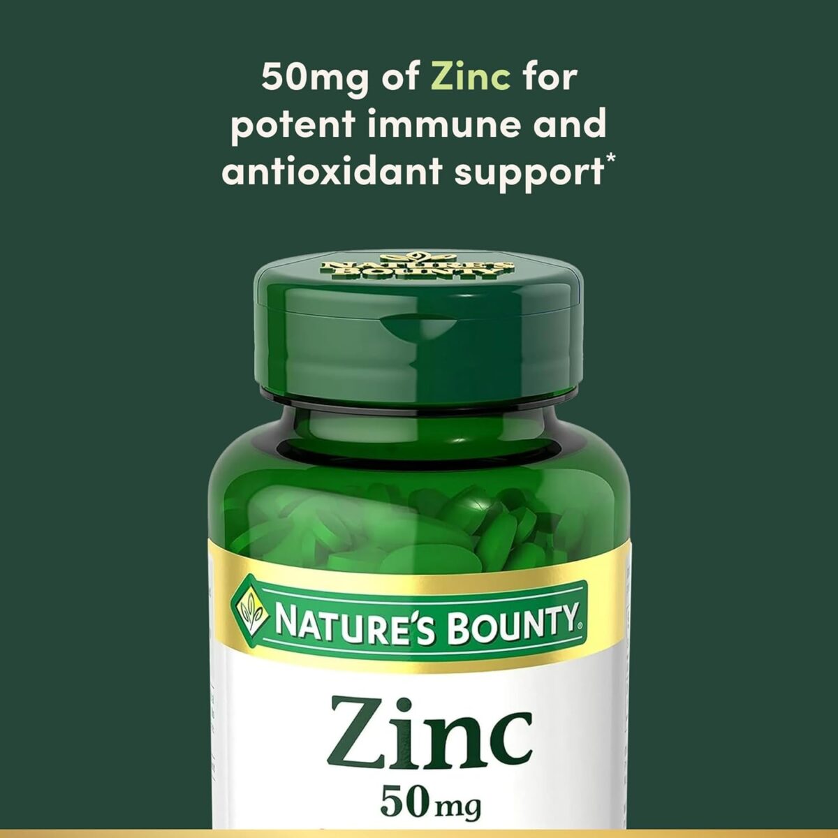 Nature's Bounty Zinc 50mg, Immune Support & Antioxidant Supplement, Promotes Skin Health 250 Tablets - Image 3