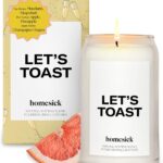 Homesick Scented Candles for Home (Let's Toast) - 13.75 oz Long-Lasting Soy Wax Blend Jar Candle Gifts for Women & Men for All Occasions, 60-80 Hours Burn Time - Notes of Mandarin & Grapefruit