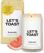 Homesick Scented Candles for Home (Let's Toast) - 13.75 oz Long-Lasting Soy Wax Blend Jar Candle Gifts for Women & Men for All Occasions, 60-80 Hours Burn Time - Notes of Mandarin & Grapefruit