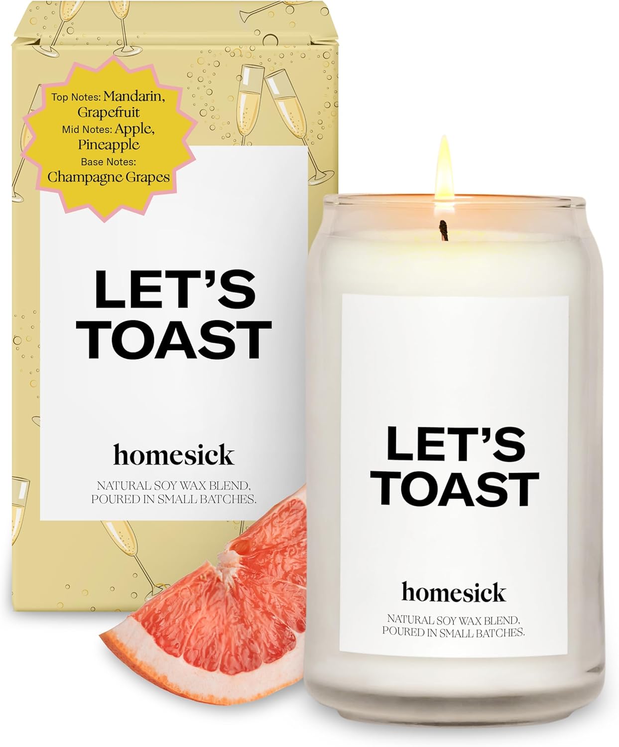 711DN6oudPL._AC_SL1500_.jpg Homesick Scented Candles for Home (Let's Toast) - 13.75 oz Long-Lasting Soy Wax Blend Jar Candle Gifts for Women & Men for All Occasions, 60-80 Hours Burn Time - Notes of Mandarin & Grapefruit - Image 1