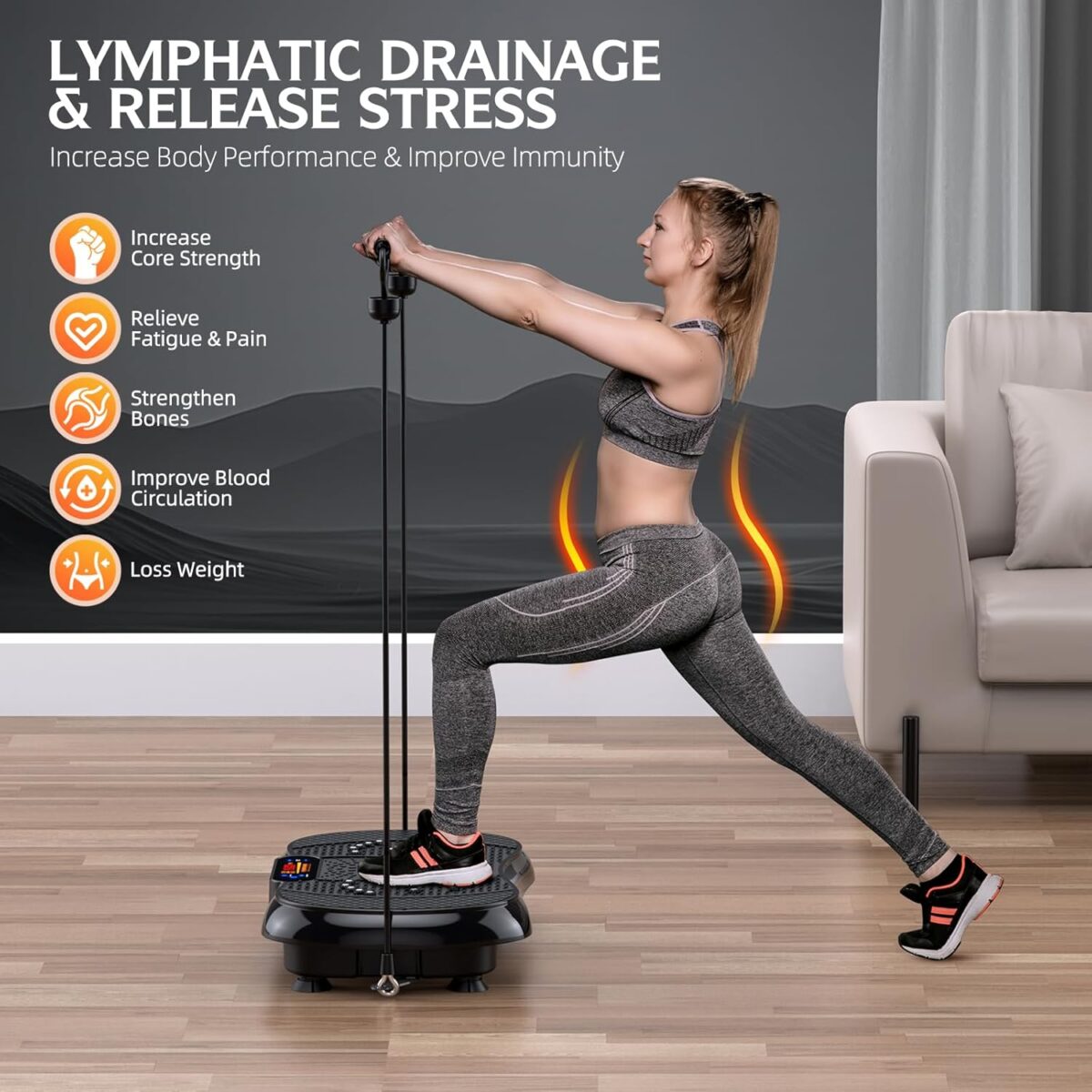Vibration Plate Exercise Machine, PBYRD Lymphatic Drainage Machine for Weight Loss, Full Body Workout Vibrate Fitness Platform, Helps Toning Shaping Wellness Home Gyms Workout - Max User Weight 330lbs - Image 2