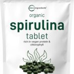 Micro Ingredients Organic Spirulina Supplement, 3000MG Per Serving, 720 Tablets (4 Month Supply), No Filler & Non-GMO, Rich in Vegan Protein, Vitamins & Prebiotics, Premium Spirulina Pills