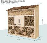 I Bee Hotel Insect Hotel - 29.5 x 28 x 10 cm - untreated, Solid Wood bee House for Bees, Ladybugs & lacewings - Hanging Insect House & Nesting aid - Image 2