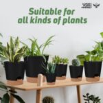 Indoor Self Watering Planters with Drainage Holes and Saucers, 8, 7, 6.5, 6, 5.5, 5 Inches, Black, 6 Pots - Image 7