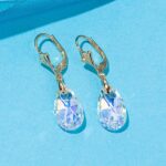 Austrian Crystal Teardrop Leverback Dangle Earrings for Women Fashion 14K Gold Plated Hypoallergenic Jewelry - Image 7