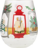 Enesco Designs by Lolita Holiday Festive Lanterns Hand-Painted Artisan Stemless Wine Glass, 20 Ounce, Multicolor - Image 2