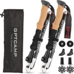 GPTCAMP Nordic Walking Stick, TPZ-1, 2pc Folding Collapsible Hiking Poles with Metal Quick Lock, Cork Handle, Lightweight 7075 Aluminum Trekking Poles for Seniors Women Men Hiking Gear