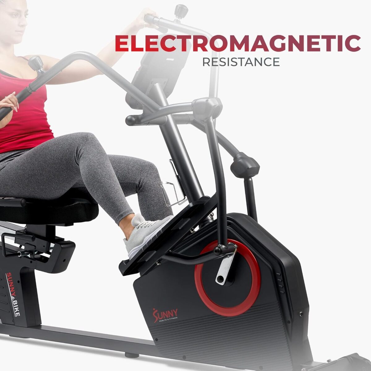 Sunny Health & Fitness Elite Recumbent Cross Trainer & Elliptical Machine with Arm Exercisers for Home Arm/Leg Training, Easy Adjust Seat & Mesh Backrest, Free SunnyFit App Bluetooth Connectivity - Image 3