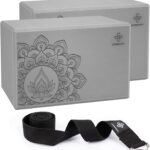 Overmont Yoga Block 2 Pack Supportive Latex-Free EVA Foam Soft Non-Slip Surface for General Fitness Pilates Stretching and Meditation 9"x6"x3" Yoga Strap Included