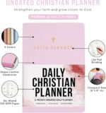 Faith Planner 6 Month Undated 2025 Christian Planner, Prayer Journal & Gratitude Journal | A5 Pink Leather Planner with Monthly, Weekly & Daily Scheduling & Bible Verses - Image 2