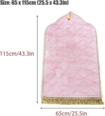 Muslim Prayer Mat, Thick Soft Velvet Muslim Rug, Portable Muslim Prayer Rug, Turkish Prayer Carpet,Janamaz Sajada Carpet for Men and Women Plain Solid Prayer Mat Ramadan Eid Gift.- Pink - Image 2
