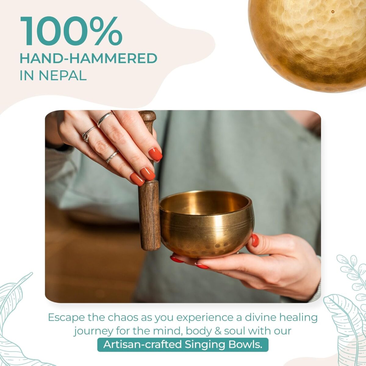 Ohm Store Tibetan Singing Bowl Set — Meditation Sound Bowl Handcrafted in Nepal for Yoga, Chakra Healing, Mindfulness, and Stress Relief — Unique Spiritual Gifts for Women and Men - Image 2