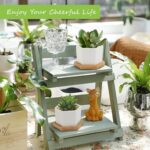 OAMCEG 6 Pack 4 Inch Succulent Pots - Small Succulent Planters, Set of 6 White Ceramic Succulent Cactus Plant Pots with Bamboo Tray(Plants NOT Included) - Image 7
