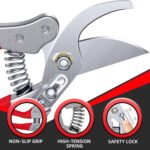 Pruning Shears for Gardening - DECERK 8.5" Professional Bypass Garden Scissors & Clippers, Heavy Duty Hand Held Pruners for Branch & Tree Trimming, Gardening Gifts for Women Men, 2025 Gardener Tools - Image 5
