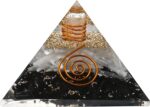 Orgone Pyramid with Black Tourmaline Selenite Crystal and Healing Coil Quartz Point - Natural Healing Stones Orgonite Energy Generator for Yoga Meditation - Image 2