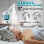 Facial Steamer - Ozone Steamer with 360° Rotatable Arm - 40 Min Steam Time - Humidifier - Unclogs Pores - Blackheads - Portable Facial Steamer for Personal Care Use at Home or Salon,White - Image 2