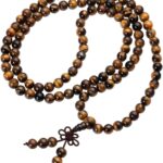 Jovivi Tibetan 6mm 8mm 108 Natural Tiger Eye Gemstone Beads Prayer Mala Bracelet Necklace